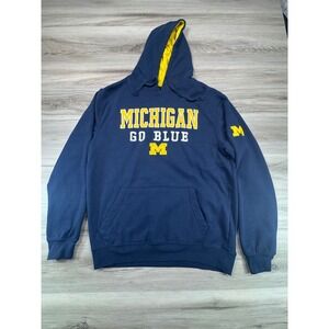 Colosseum Mens Michigan Wolverines Go Blue Hoodie Sweatshirt Size L Navy Yellow
